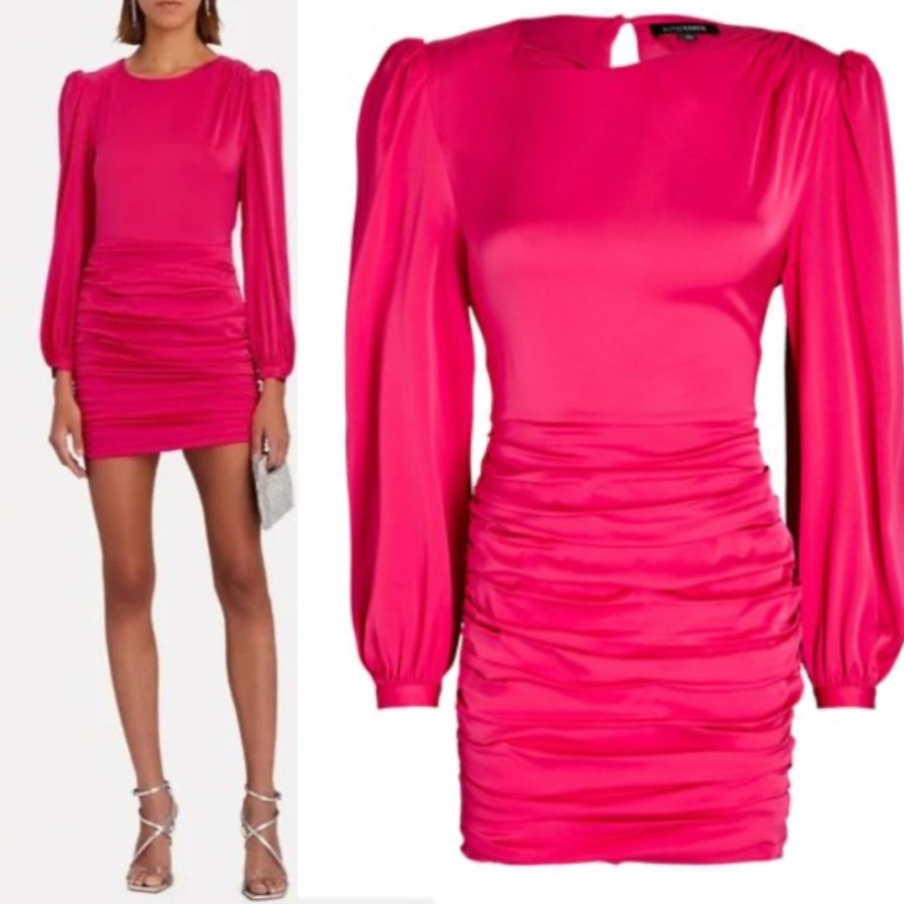 Nwt Intermix Jayda Ruched Crepe de Chine Mini Dress